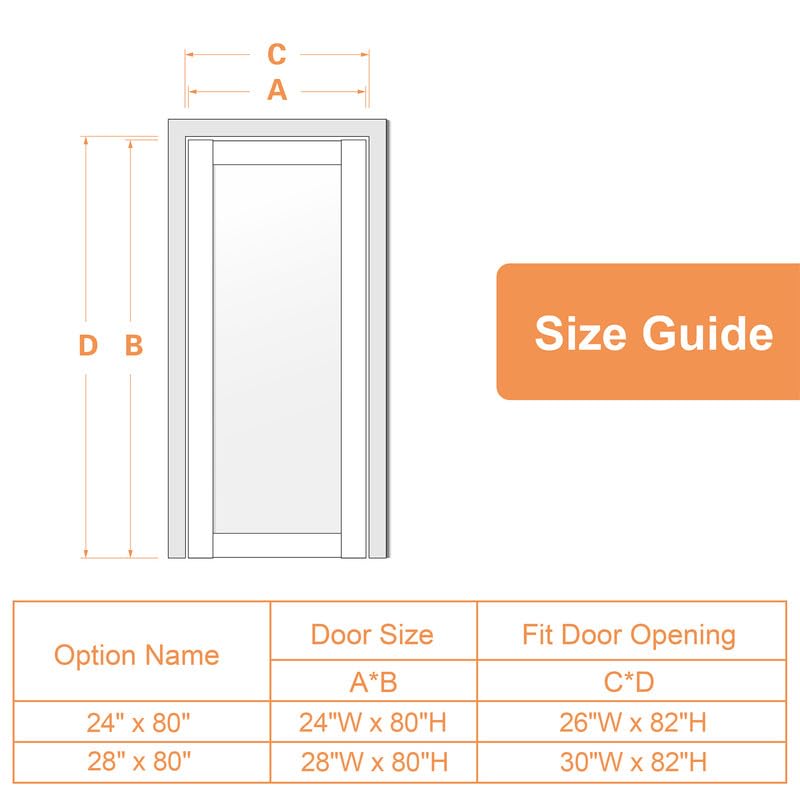 24" x 80" Slab Doors 5-Lite Tempered Frosted Glass Interior French Door, Soild MDF Door PVC Surface Single Panel Slab for Living Room Pantry Laundry Easy Assembly - without Hardware