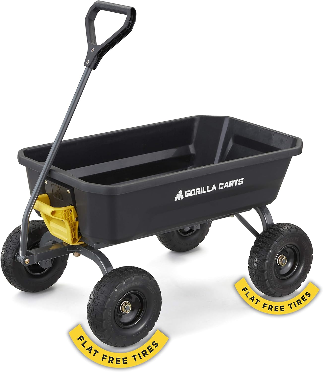 Gorilla Carts 4GCG-NF 4 Cu. Ft. Poly Garden Dump Cart with No-Flat Tires, Black (Amazon Exclusive)
