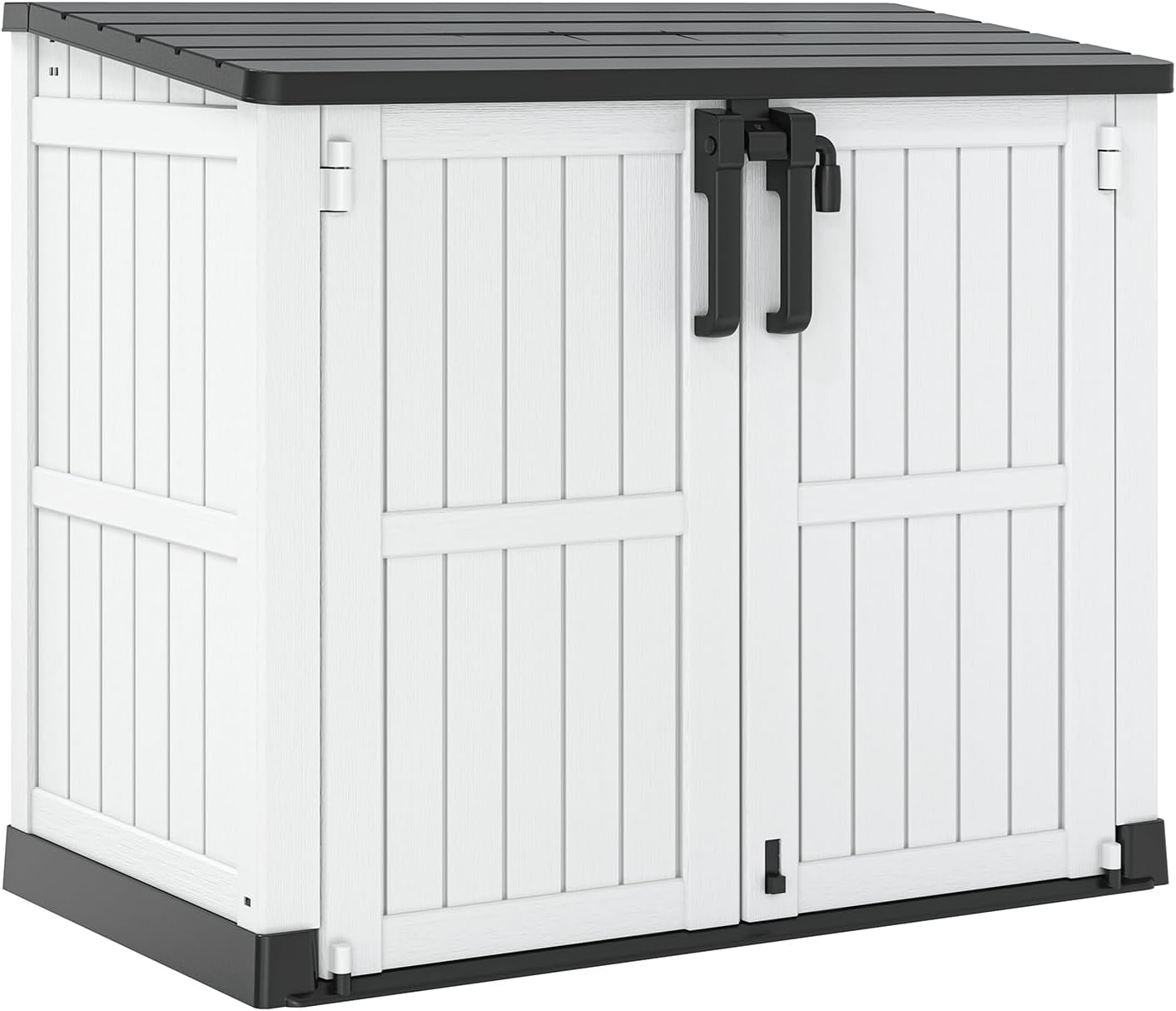 Outdoor Storage Shed 36 Cu. Ft.Horizontal Garden Storage Extra Large Capacity Weather Resistant Storage Box, Lockable Resin Waterproof Shed for Bike, Garbage Cans, Lawnmowe, Garden Tools