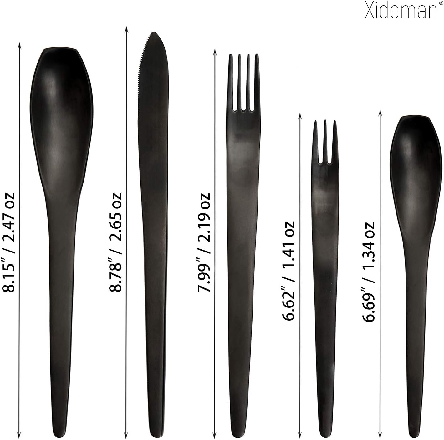 Xideman Minimalist Matte Black Silverware Set, 20 Pieces 18/10 Stainless Steel Flatware Set, Kitchen Utensils Set Service for 4, Tableware Cutlery Set for Home and Restaurant, Knives Forks Spoons Set