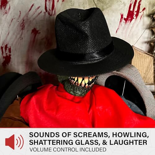 Haunted Hill Farm Life-Size 2.9-Ft Animatronic Gravely Granny by Tekky Halloween Decoration with Motion-Activated Sounds