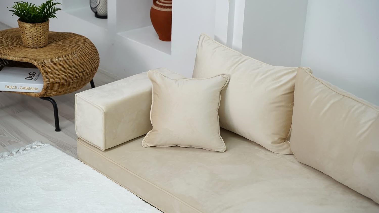 4" Thickness Velvet Floor Seating, Sectional Sofa, Velvet Floor Sofa, Meditation Sofa, Custom Cushion, Customizable Cushion, Floor Couches (4'' Thickness Sofa)