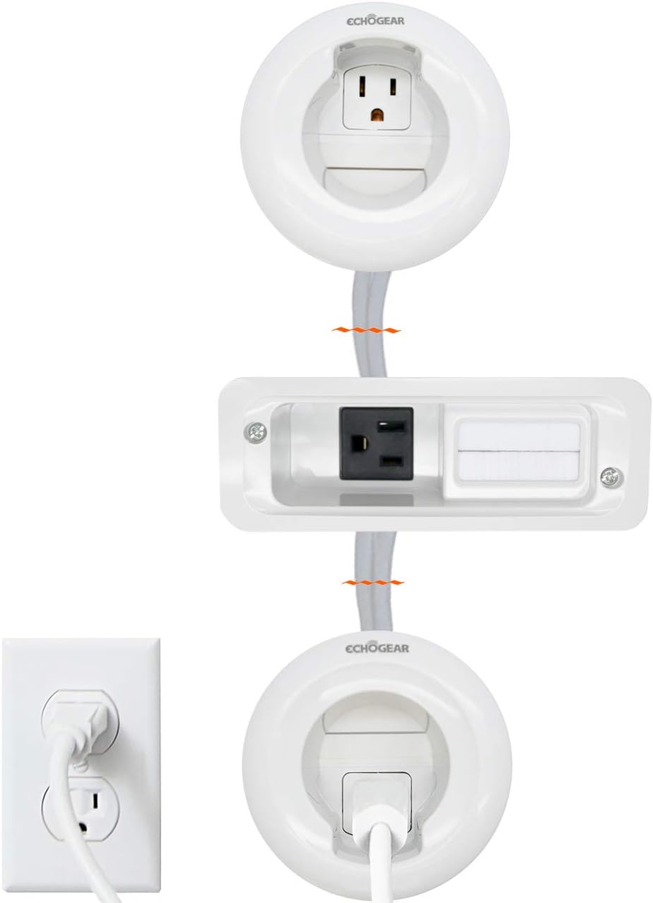 ECHOGEAR in-Wall TV & Soundbar Power Kit Safely Hides Cables Behind Your Wall - Includes Low Voltage Cable Managment to Conceal All TV & Soundbar Wires (HDMI, Optical, etc.)