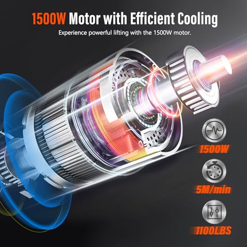 2 in 1 Electric Hoist Winch, 1100lbs Portable Electric Power Winch w/Wire Remote Control, 110V Electric Hoist Crane, Overload Protection 25ft Lifting Height for Towing