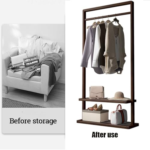 Coat Stand, Coat Rack, Solid Wood Coat Stand,Storage Shelves, Modern Bedroom Simple Fashion Floor Hanger Creative European Interior Bamboo Simple for Living Room (A (105X32X160CM))