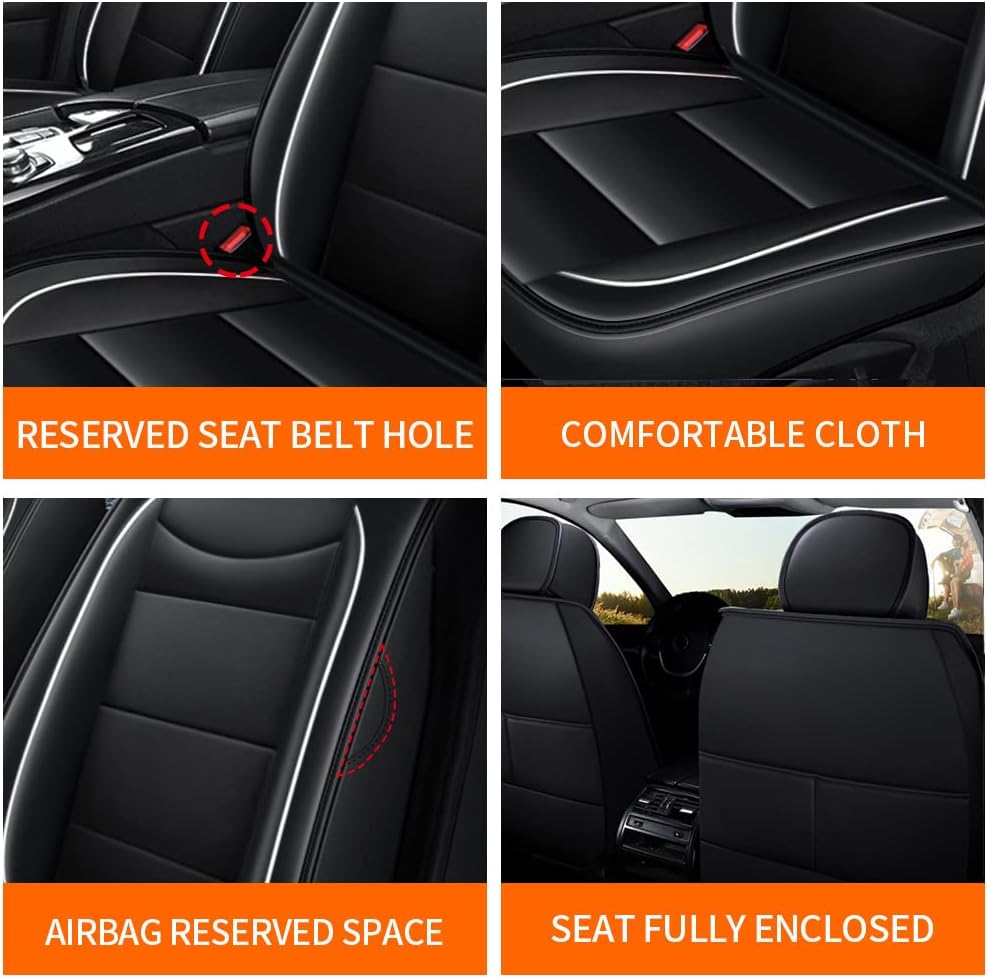 YORKNEIC Seat Cover Custom Fit for Mazda cx-5 2013-2022 Front Seats Leather Seat Protector Airbag Compatible Automotive Vehicle Cushion Cover for Mazda cx-5 Comfortable Black 2 PCs