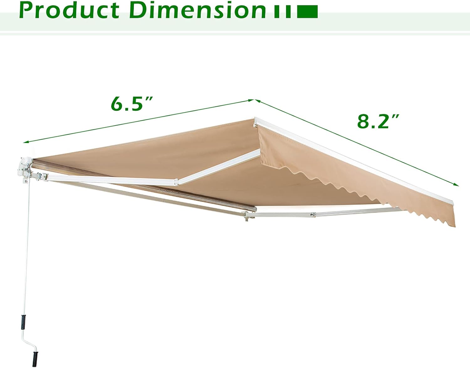 AECOJOY 13'×8' Patio Awning Retractable Sun Shade Awning Cover Outdoor Patio Canopy Sunsetter Market Deck Awnings with Manual Crank Handle, Beige