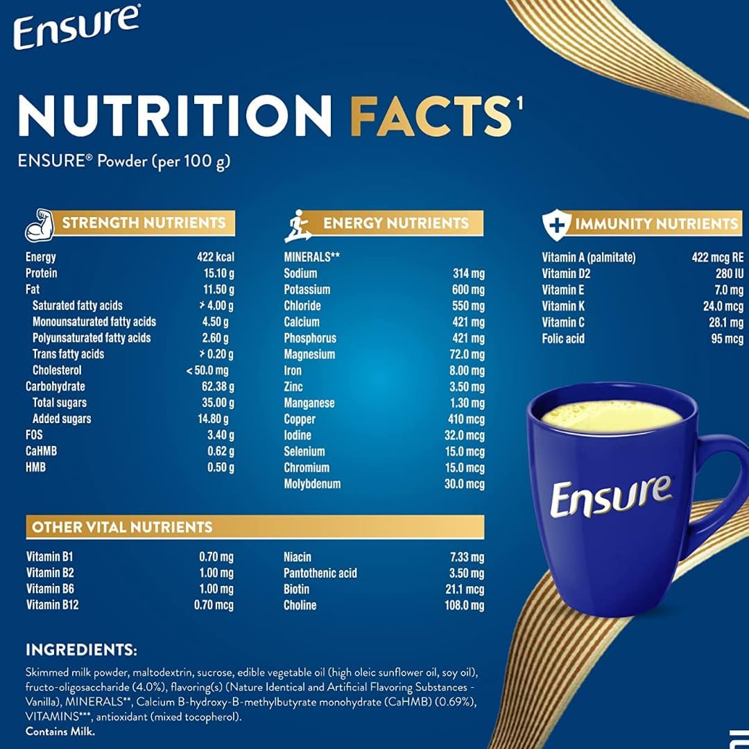 Ensure-Powder Complete Balanced Nutrition Vanilla Flavor 400gm Jar 10 Count