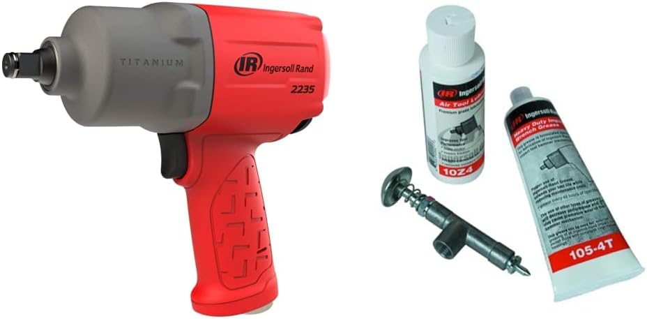 Ingersoll Rand 2235TiMAX-G 1/2” Drive Air Impact Wrench, Lightweight 4.6 lb Design, Powerful Torque Output Up to 1,350 ft/lbs, Titanium Hammer Case, Max Control, Hi-Visibility Red , Green