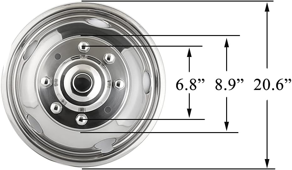 Deebior 4pcs 17inch Polished Stainless Steel Dually Wheel Simulators, Nice looking and Durable Bolt On Wheel Cover, 8 Lug 4 Hand Hole Hubcaps Fit for 2005-2021 Ford F350 with Installation Tool Kit A8P
