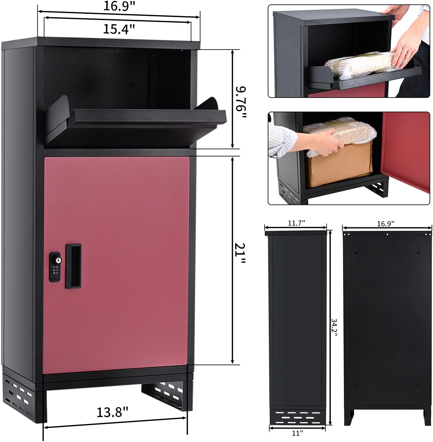 Package Delivery Boxes for Outside, Extra Large Lockable Parcel Drop Box for Outdoor, Waterproof Galvanized Alloy Parcel Mailbox, Secure Anti Theft Package Delivery Box for Porch Curbside