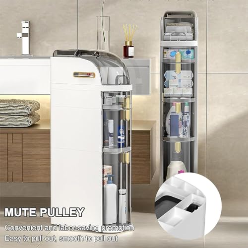 Storage Cabinet 3/4/5 Tier Bathroom Floor Storage Cabinet Narrow Tall Slim Bathroom Storage Tower with Clear Drawers Side Storage Organizer Cabinet for Kitchen Laundry Gap Storage Unit