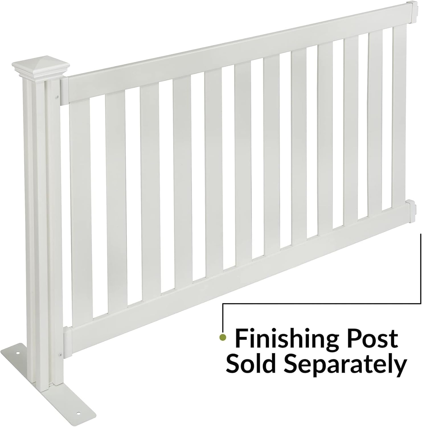 Zippity 5.5' x 3' Davidson Hinged Portable Vinyl Fence Kit and 36" x 72" Newport No-Dig White Picket Fence Panel