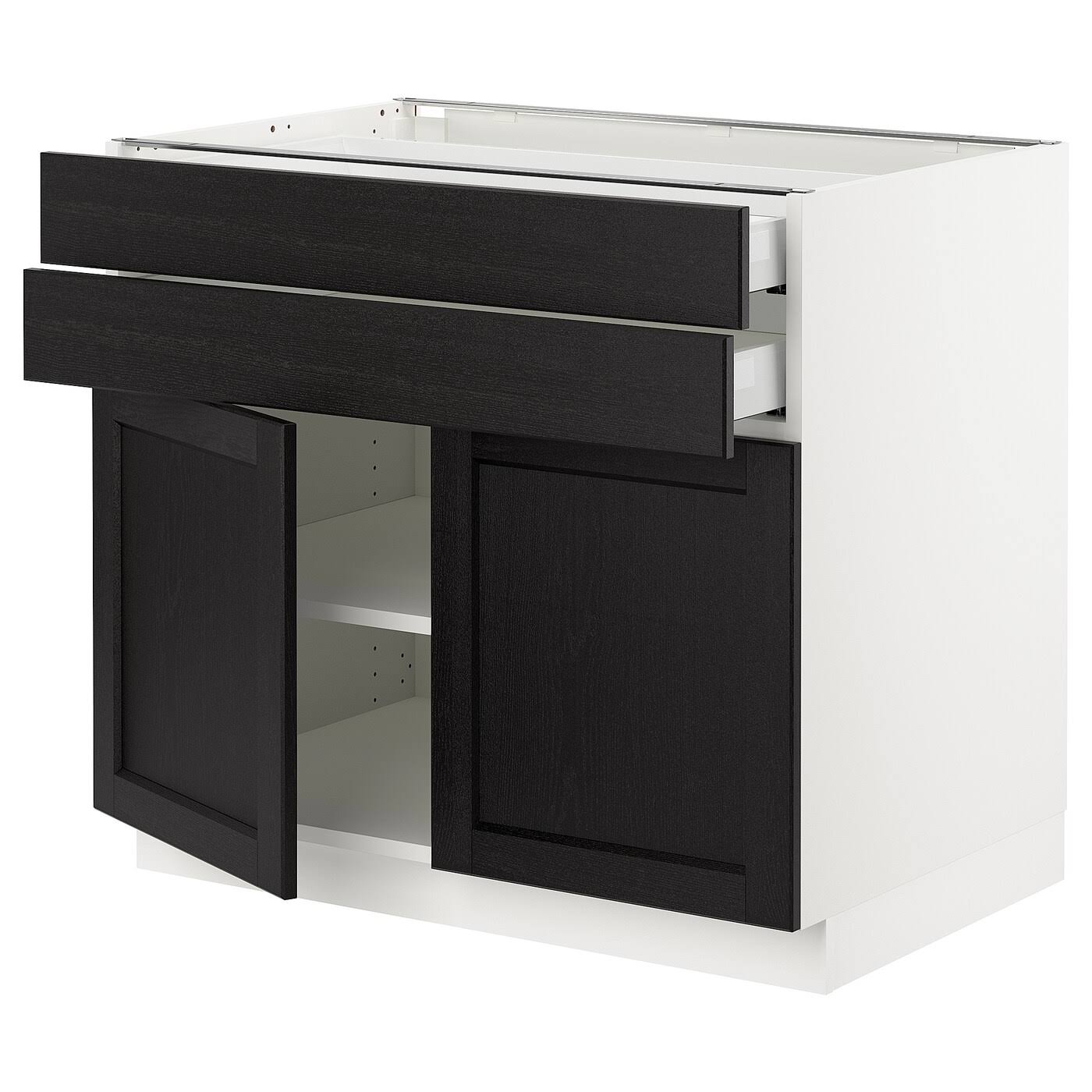 IKEA - SEKTION / MAXIMERA Base Cabinet W 2 doors/2 Drawers, white/Lerhyttan Black stained, 36x24x30 09353380