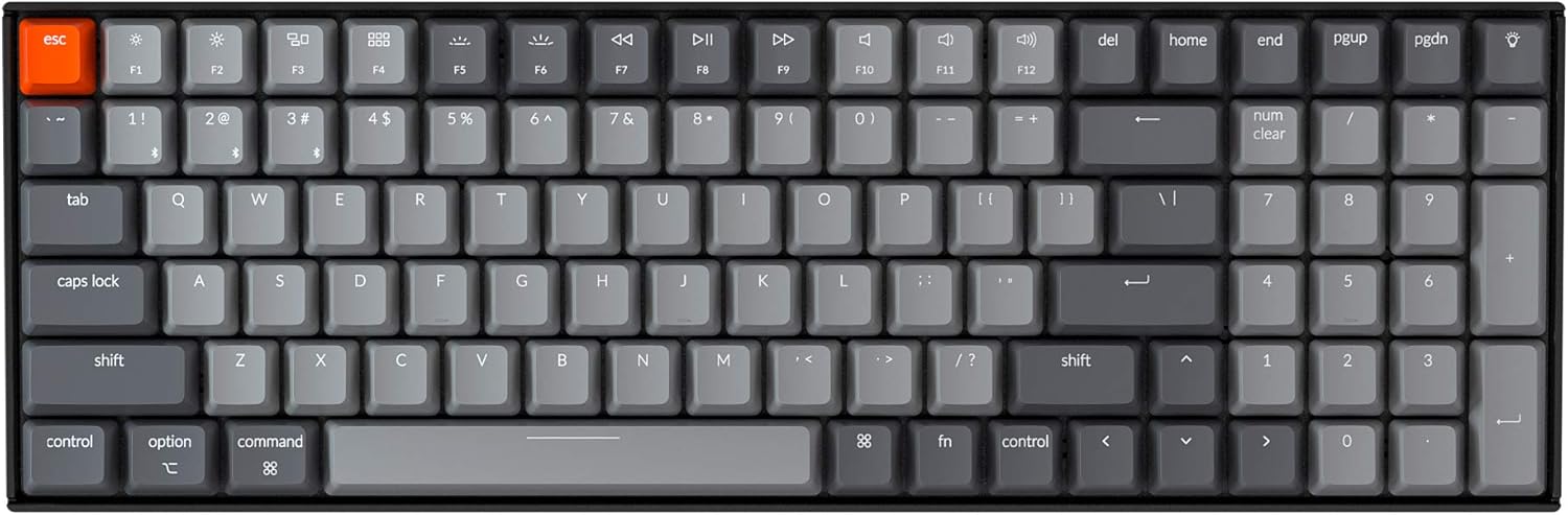 Keychron K4 96% Layout 100 Keys Wireless Bluetooth 5.1/Wired USB Mechanical Gaming Keyboard with Gateron G Pro Red Switch White LED Backlight N-Key Rollover for Mac Windows PC-Version 2