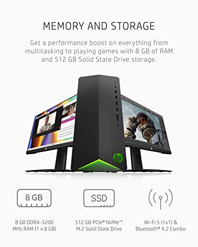 HP Pavilion Gaming Desktop Computer, AMD 6-Core Ryzen 5 5600G Processor(Beat i7-8700, Upto 4.4GHz), AMD Radeon RX5500 4 GB, 8GB RAM, 256GB PCIe NVMe SSD,Mouse and Keyboard, Win 10 Home