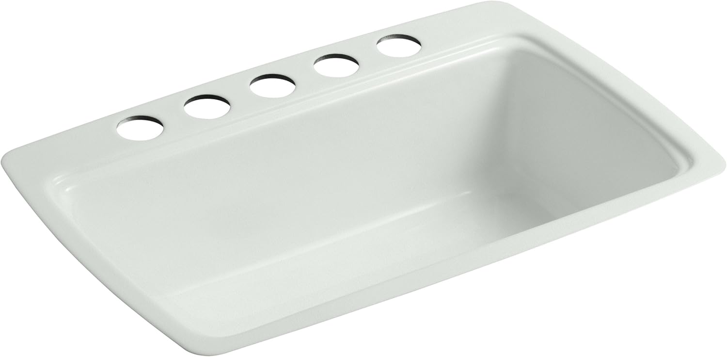 Kohler K-5864-5U-0 Cape Dory Undercounter Kitchen Sink, White, 2.375