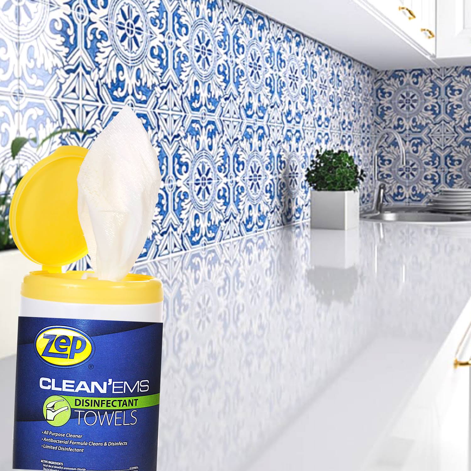 Zep Disinfectant and Sanitizing Wipes (40 Wipes per Canister) - Case of 6 Kills 99.9% of Germs - EPA Registered