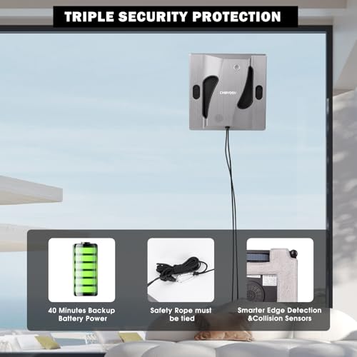 CL4 Window Cleaner Robot with 4 Spray Nozzles 6000Pa Window Cleaning Washer Robot with 5.0 Al Intelligent Navigation 65dB Low Noise Glass Cleaning Robot for Framed/Frameless Surface