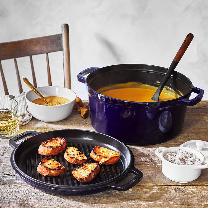 Staub Cast Iron 7 Qt. Braise u0026 Grill - Dark Blue