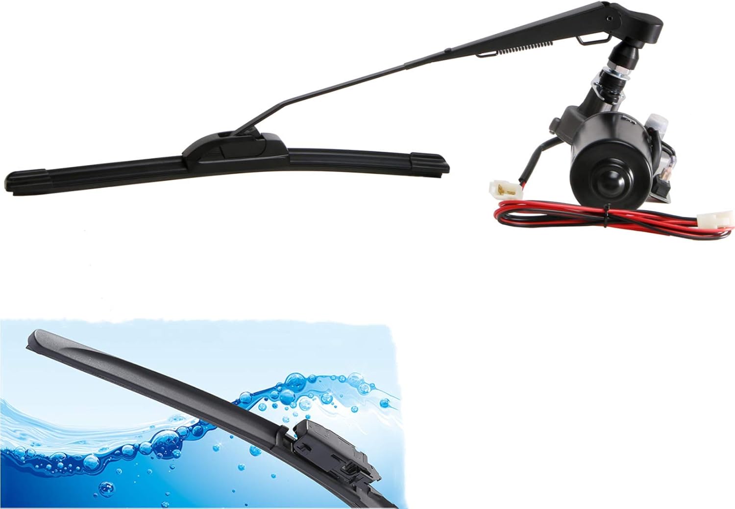 YiCross Electric UTV Windshield Wiper Motor 12V Hard Coated Polycarbonate Universal Windshield Wiper Kit w/Multi Wiper, 90 Degree Wipe Sweep
