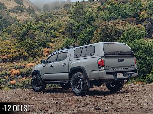 RockTrix RT117 17 inch Wheel Compatible with 2009-2024 Ford F150, 17x9 6x135 Wheels (-12mm Offset, 4.5in Backspace) 87.1mm Bore, Black Wheels, Also fits 2022+ Bronco Raptor Rims