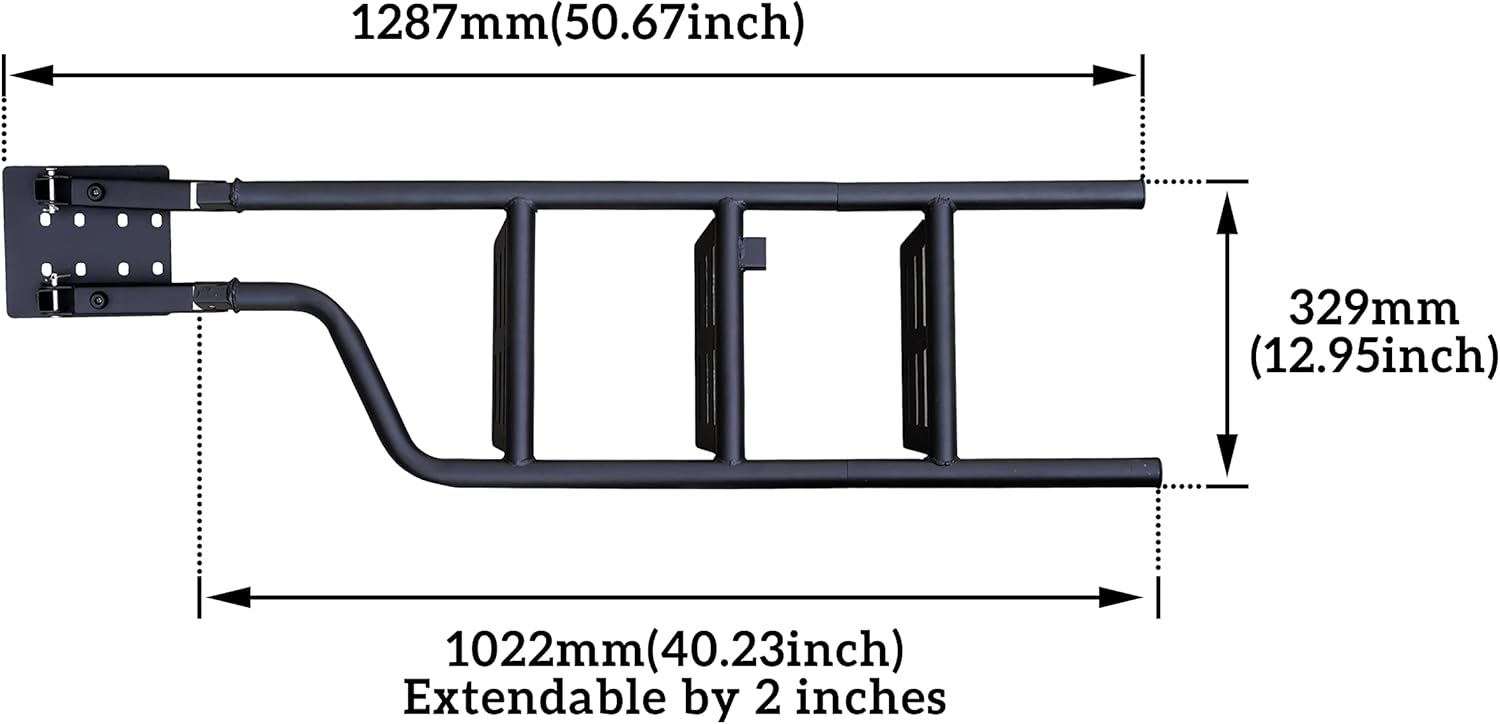 LDETXY Foldable Pickup Truck Tailgate Ladder, Heavy Duty 42" Folding Tailgate Step Ladder with Lock Device Tailgate Ladder for Pickup Truck Universal Accessories Easy Install