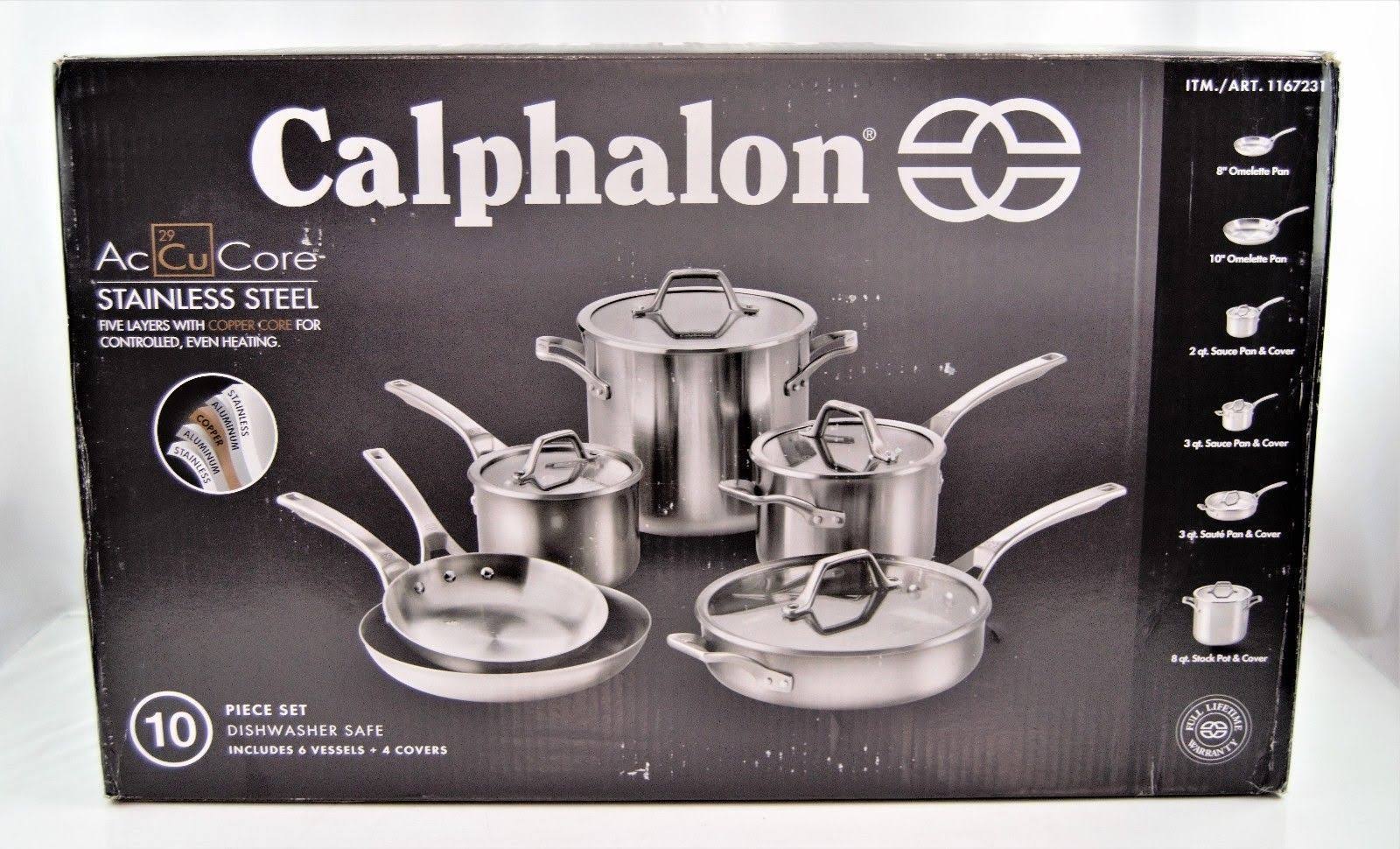 Calphalon 10-Piece Accucore Stainless Steel Cookware Set