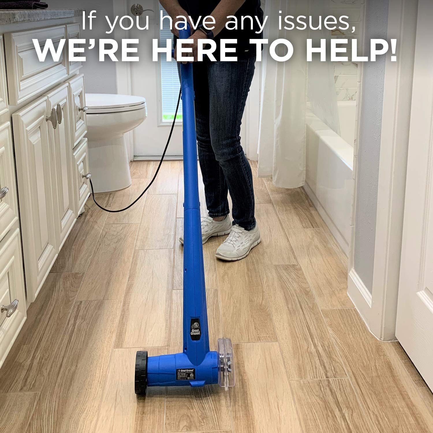 Grout Groovy Electric Stand Up Tile Grout Cleaner, Lightweight Machine Safely Cleans Grout Between Floor Tiles, Includes Brush Wheel, 20&rsquo; Cord, 120 V