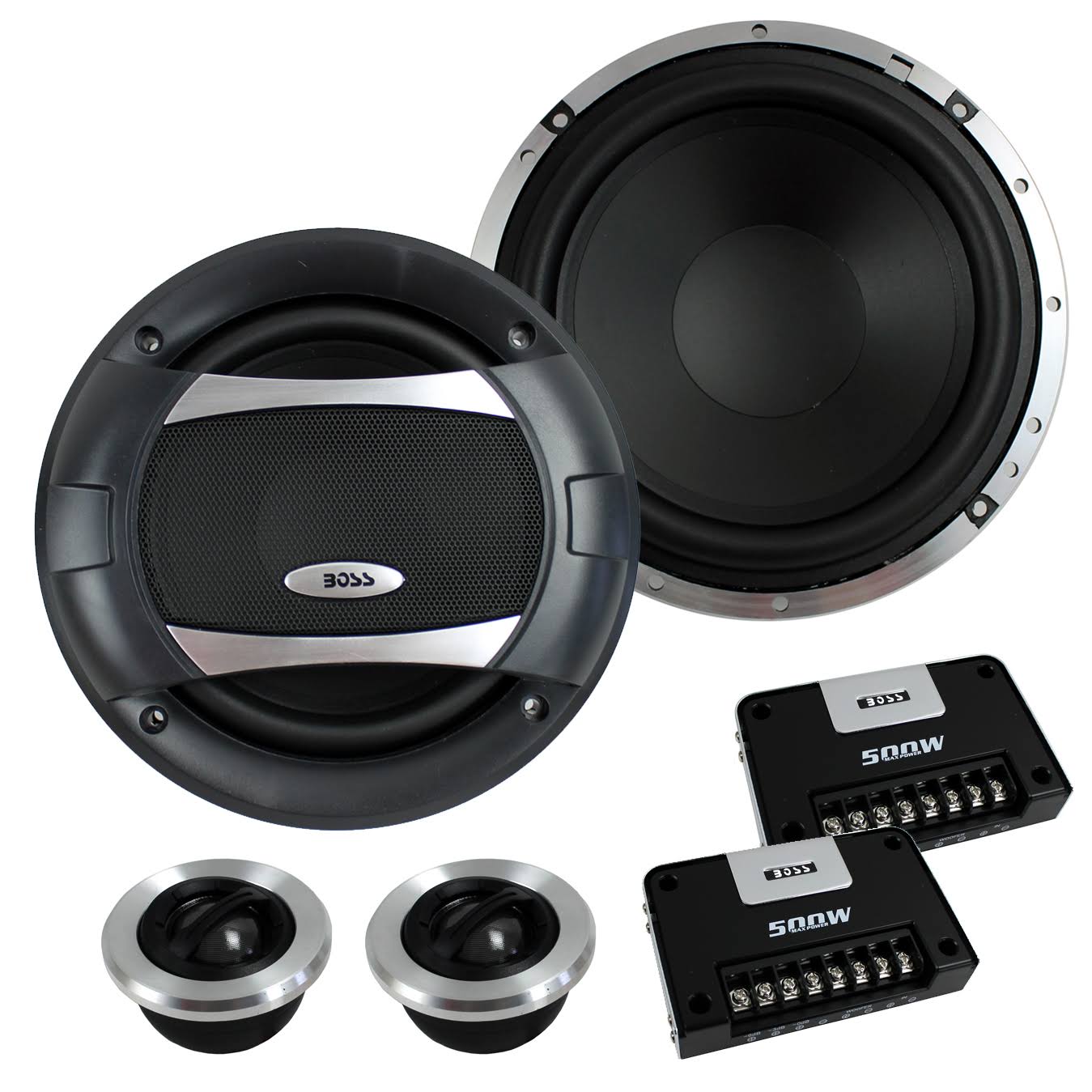 4) Boss Audio PC65.2C 6.5x22 1000W Car 2 Way Component Speakers Audio Set PC652C