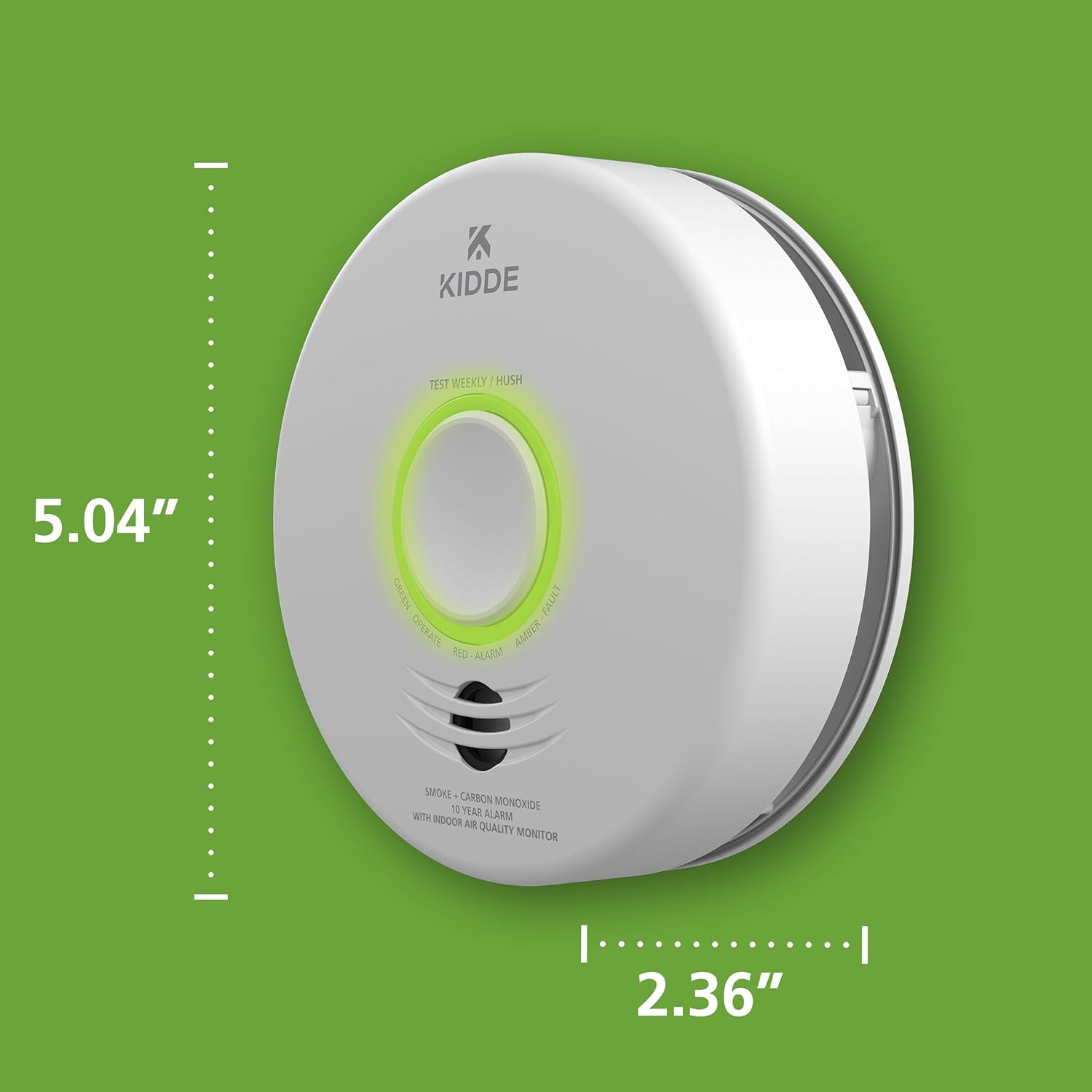 Kidde Smart Smoke & Carbon Monoxide Detector & Indoor Air Quality Monitor, WiFi, Alexa Compatible Device, Hardwired w/Battery Backup, Voice & App Alerts