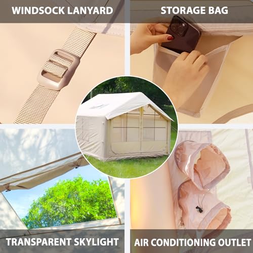 Inflatable Tent for Camping - 6-8 Person Ultra-Quick Setup Blow Up Tent,80.73 Square Feets 4 Season Inflatable Tent with Stove Jack, Inflatable Camping Tent Portable for Outdoor, Waterproof