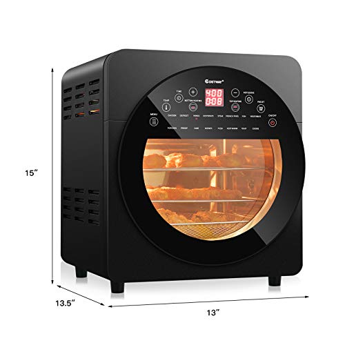 COSTWAY 15.5 QT Air Fryer Oven, 16-in-1 Convection Air Fryer with 16 Cooking Presets Rotisserie Dehydrator Roast Bake Broil, Oil-Free Countertop Oven with Timer Temperature Control and 8 Accessories