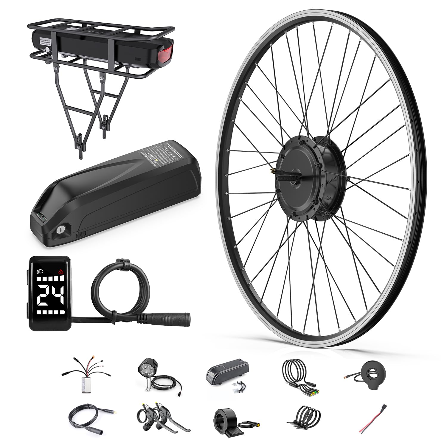 BAFANG 48V 500W Front Hub Motor Electric Bike Conversion Kit for 26 inch /700C Wheel Drive Engine with Optional LCD Display & Battery and Charger