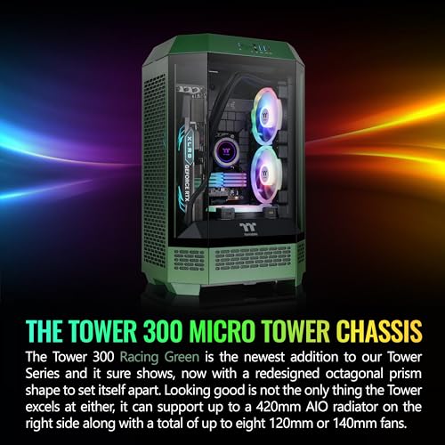 Tower 300 Turquoise Micro-ATX Case; 2x140mm CT Fan Included; Support Up to 420mm Radiator; Optional Chassis Stand Kit Allows Horizontal Display; CA-1Y4-00SBWN-00; 3 Year Warranty