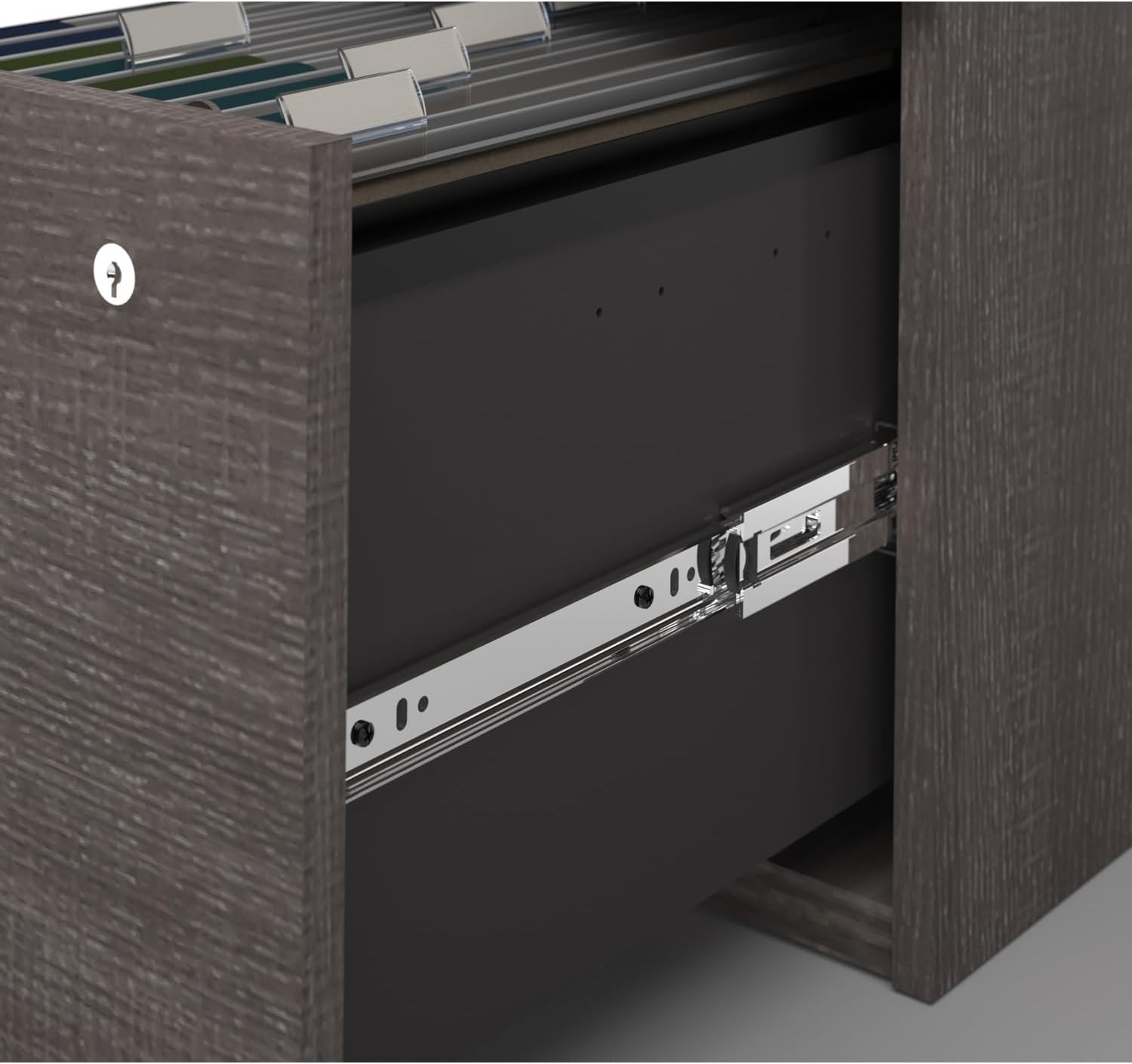 Modern Motifs U-Shaped Executive Desk with Pedestal and Hutch in bark grey