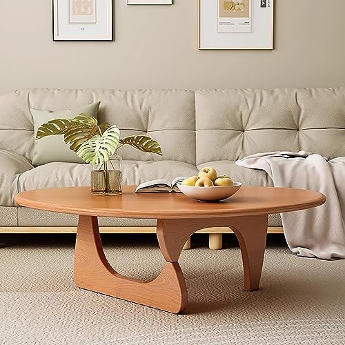 Mid-Century Modern Coffee Table,Solid Wood Triangle Coffee Table,Abstract Coffee Table Wooden Center Table Oval Coffee Table for Living Room(36" Lx23 Wx16 H, Walnut)