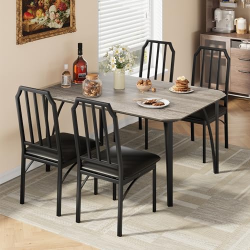 GAOMON Dining Table Set for 2, Kitchen Table and Chairs with Chamfer Design, 3 Piece Dining Room Set with Cushion Seats for Small Spaces, Home Kitchen, Apartment - Rustic Brown
