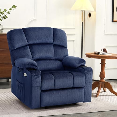 MCombo Large Dual Motor Power Lift Recliner Chair for Elderly, Massage and Heat, Lay Flat, Zero Gravity, Home Button, USB Port, Fabric 7680 (Large, Beige)