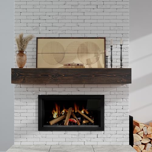 Fireplace Mantel - Floating Mantel Shelf, Wood Mantels for Over Fireplace, Wall-Mounted Mantels, Weight Capacity 60lbs, 60 X 9 X 6 inch, Oak