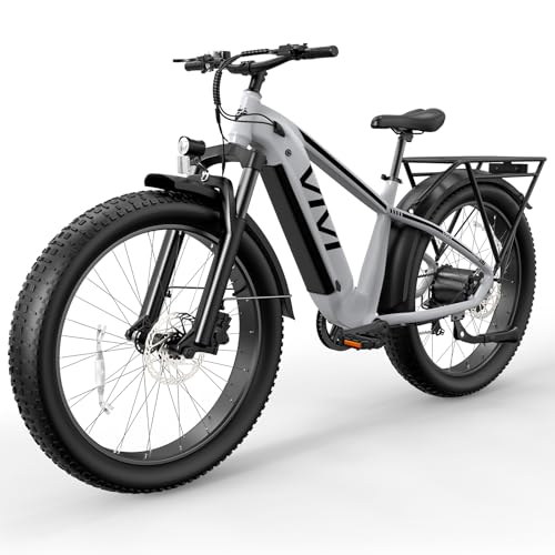 Vivi ACE01 Electric Bike for Adults, 26" x 4.0 Fat Tire Ebike, 1475W Peak Motor Torque Sensor Electric Mountain Bike, 25MPH Electric Bicycle with 48V 15AH Battery, 7 Speed, Hydraulic Brake, UL 2849