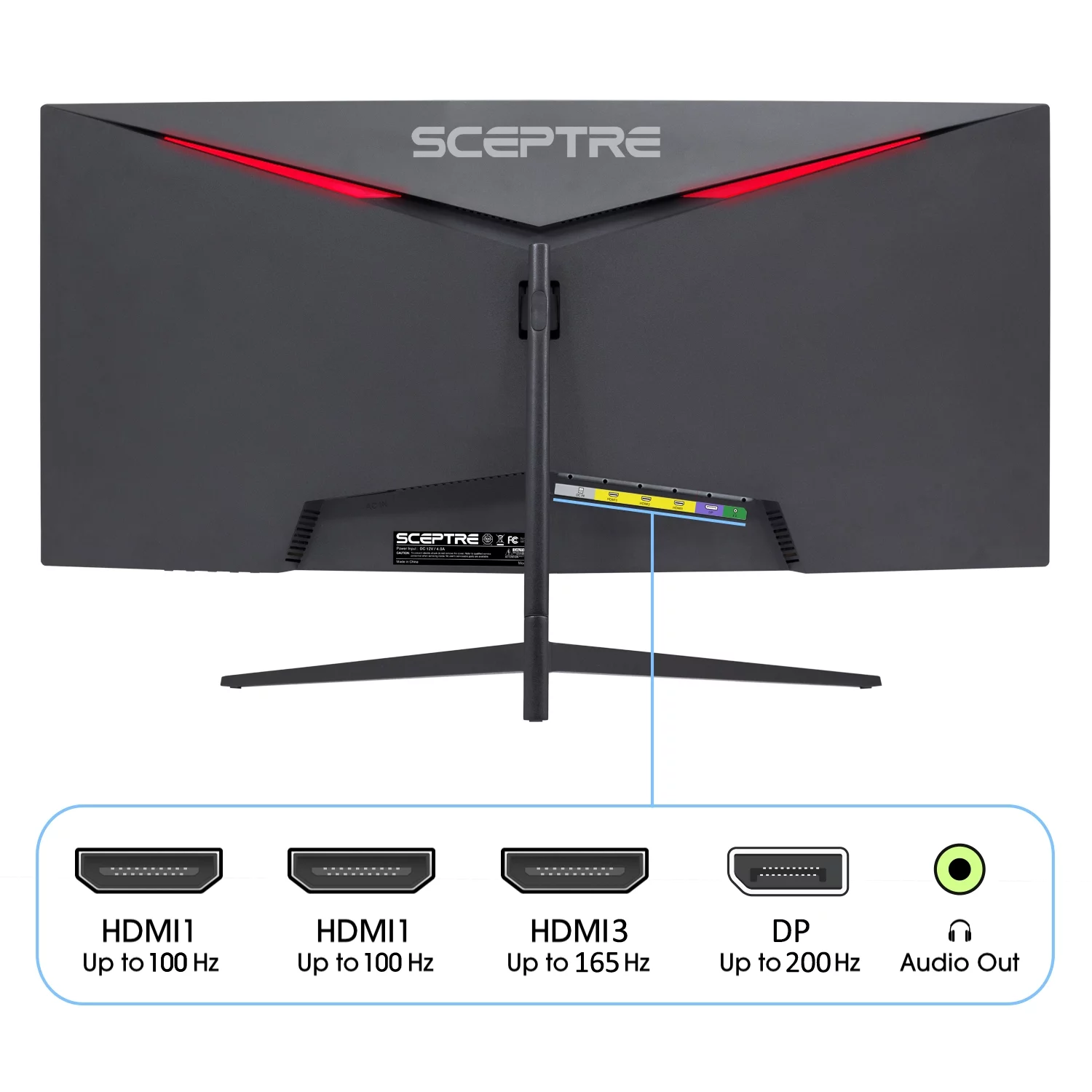 Sceptre C305B-200UN - LED monitor - curved - 30" - 2560 x 1080 UWFHD @ 200 Hz - VA - 270 cd/m - 3000:1 - 5 ms - 3xHDMI, DisplayPort - speakers - black
