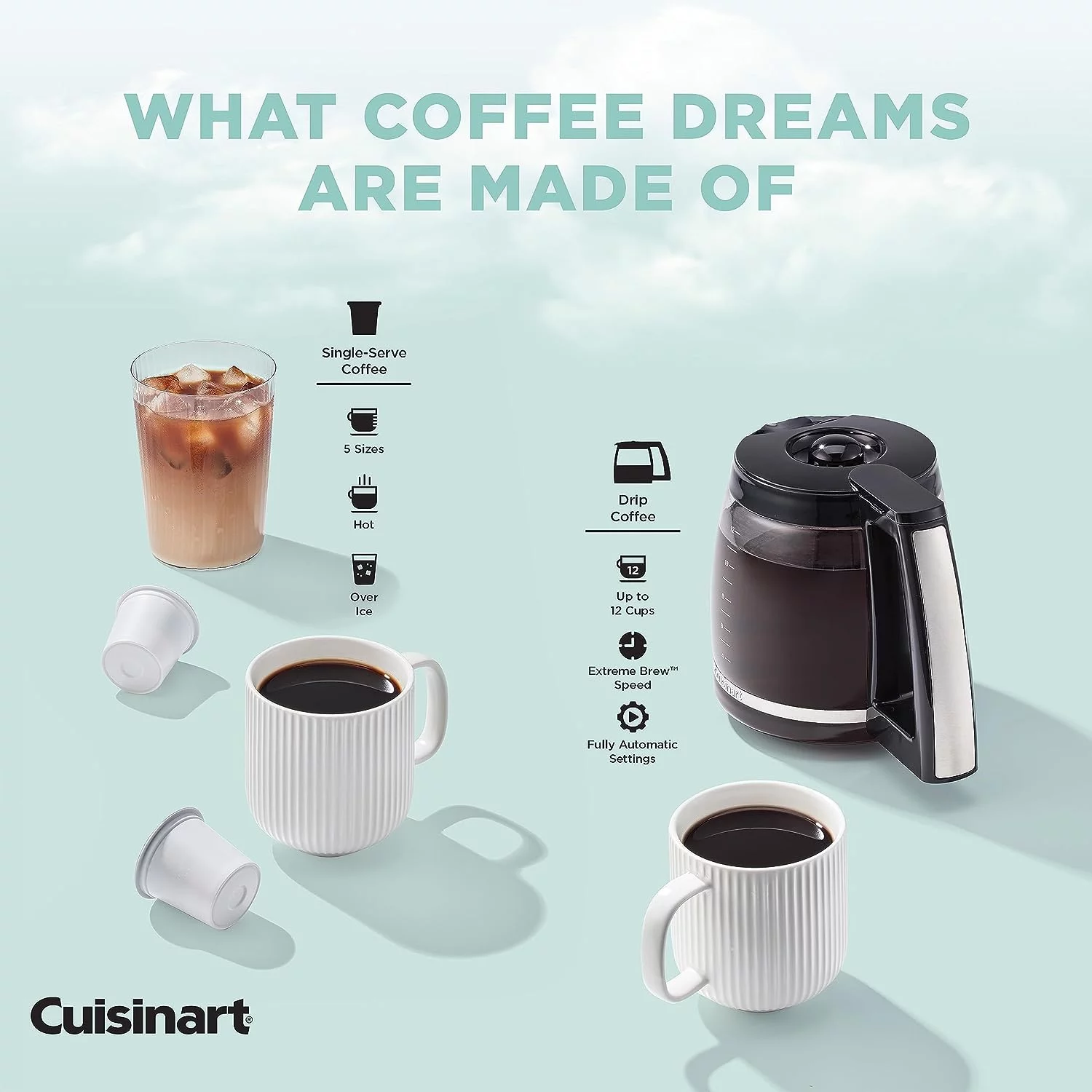Cuisinart SS-15W Maker Coffee Center 12-Cup Coffeemaker and Single-Serve Brewer, White Stainless Steel