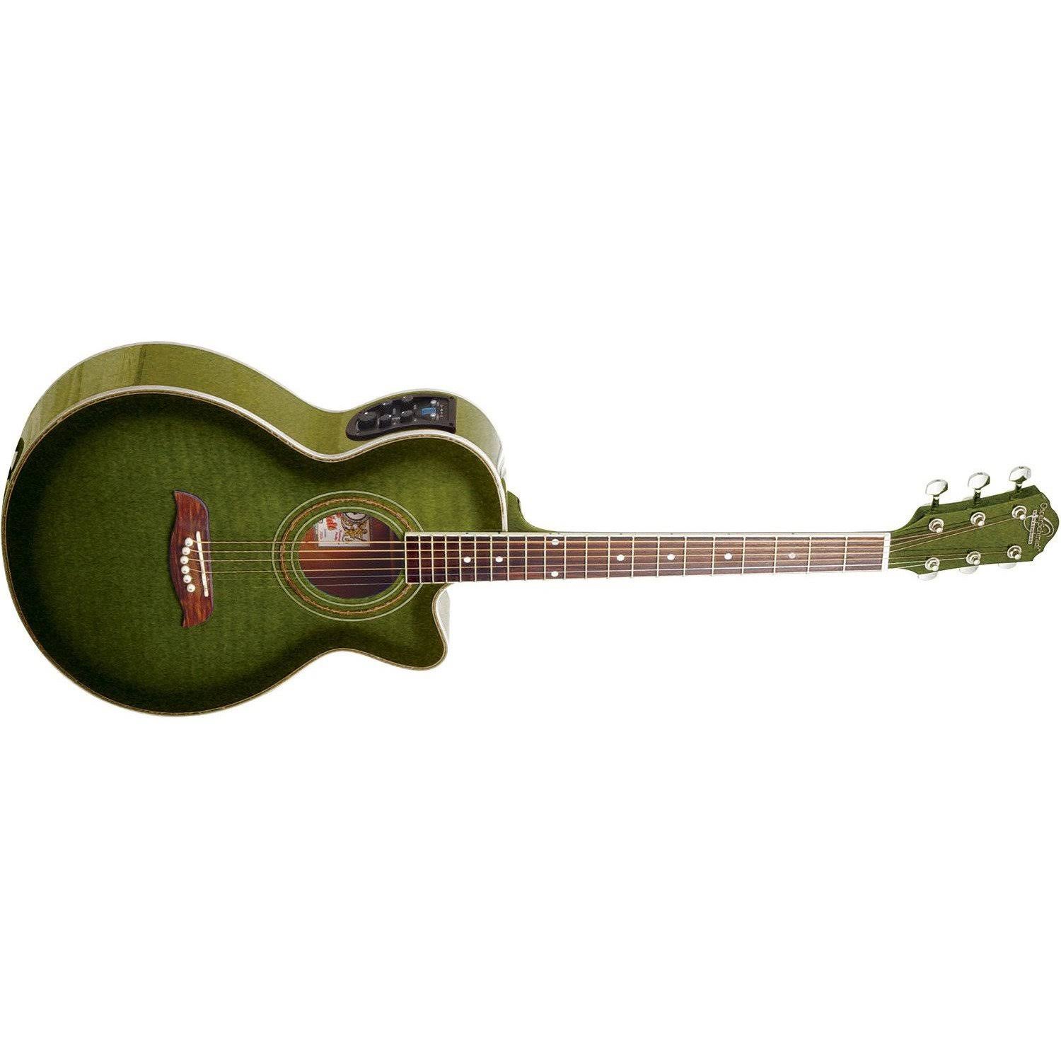 Oscar Schmidt Og10ceftgr Cutaway Acoustic Electric Guitar. Trans Green