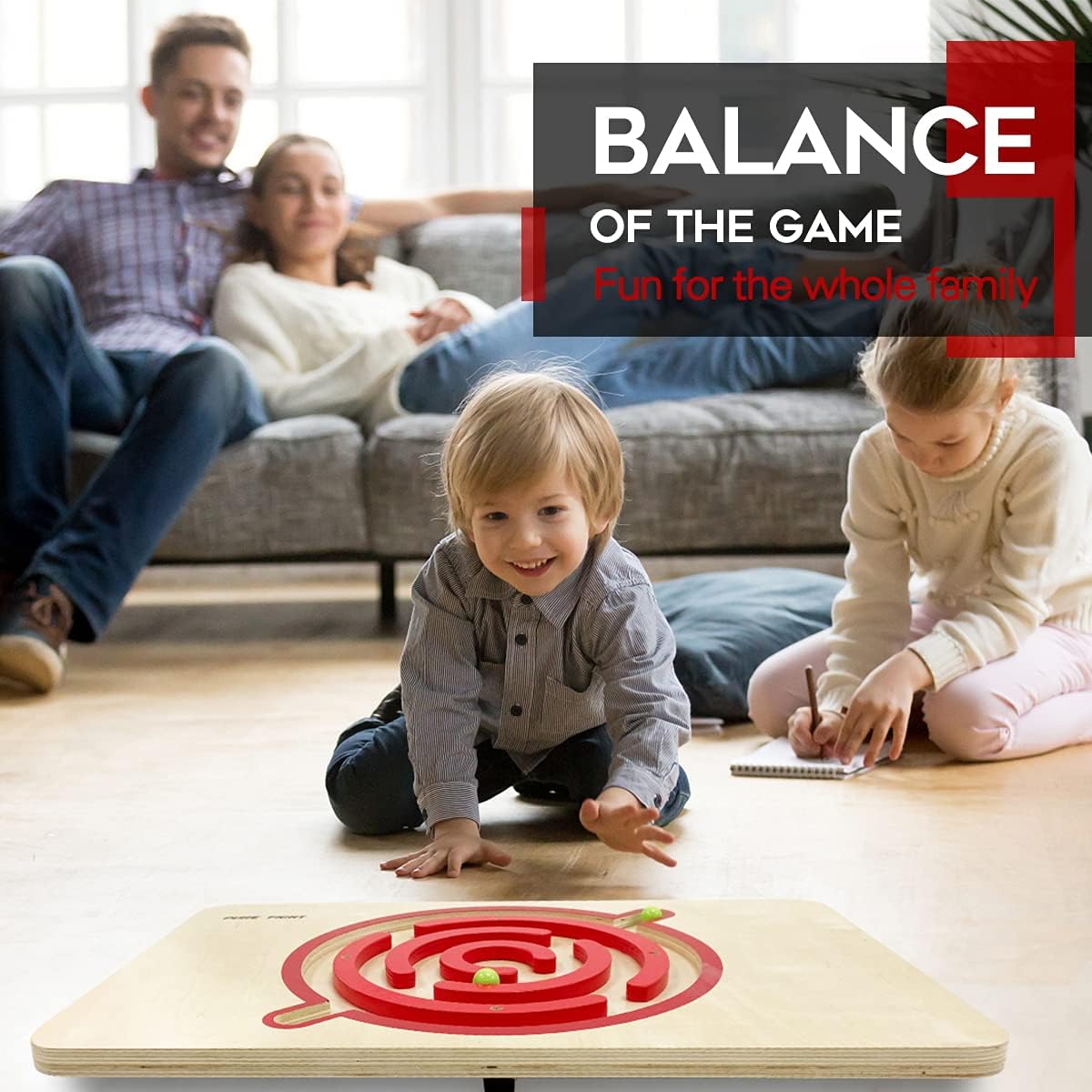 PUREFI Maze Balance Board Wooden X-Large,Strengthen Core Rocker Board,Wobble Board for Physical Therapy under Standing Desk, Rocker Trainer for Skateboard,Skiing, Surfing,Office Home Posture Exerciser