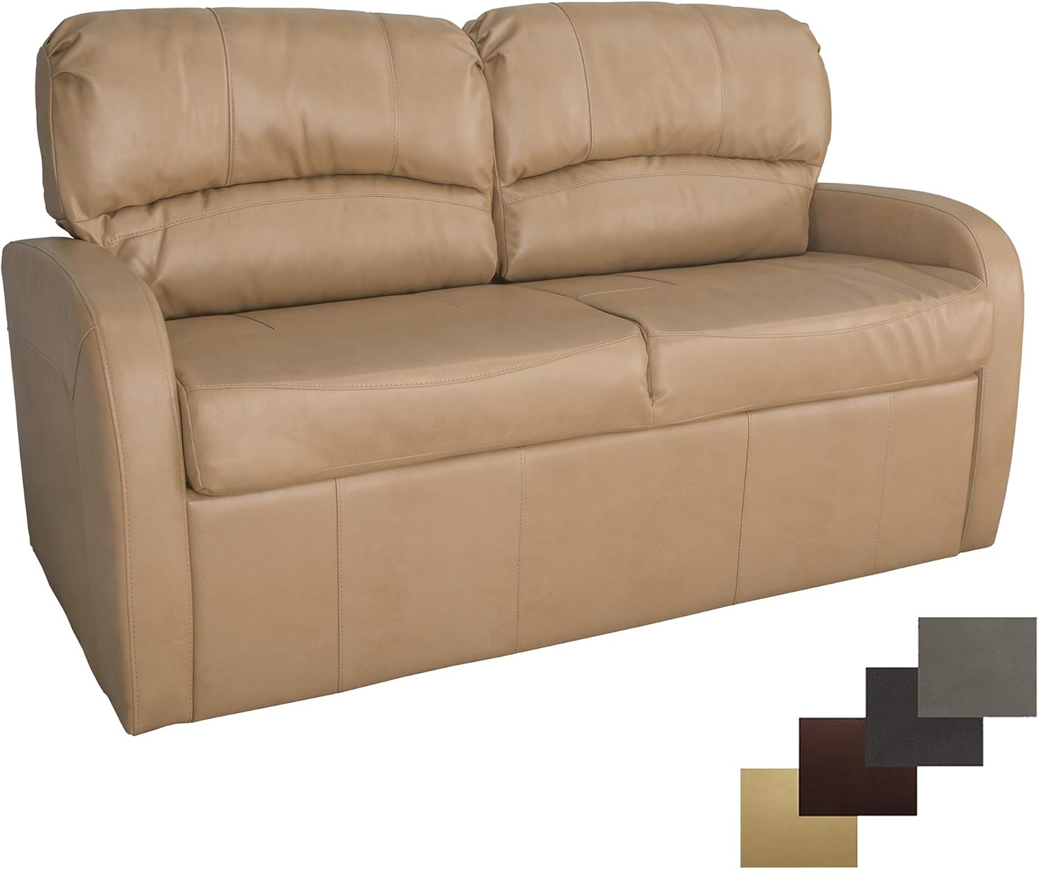 RecPro Charles Collection | 70 RV Jack Knife Sofa w/Arms | RV Sleeper Sofa | RV Couch | RV Living Room (Slideout) Furniture | RV Furniture | Camper Furniture | Toffee