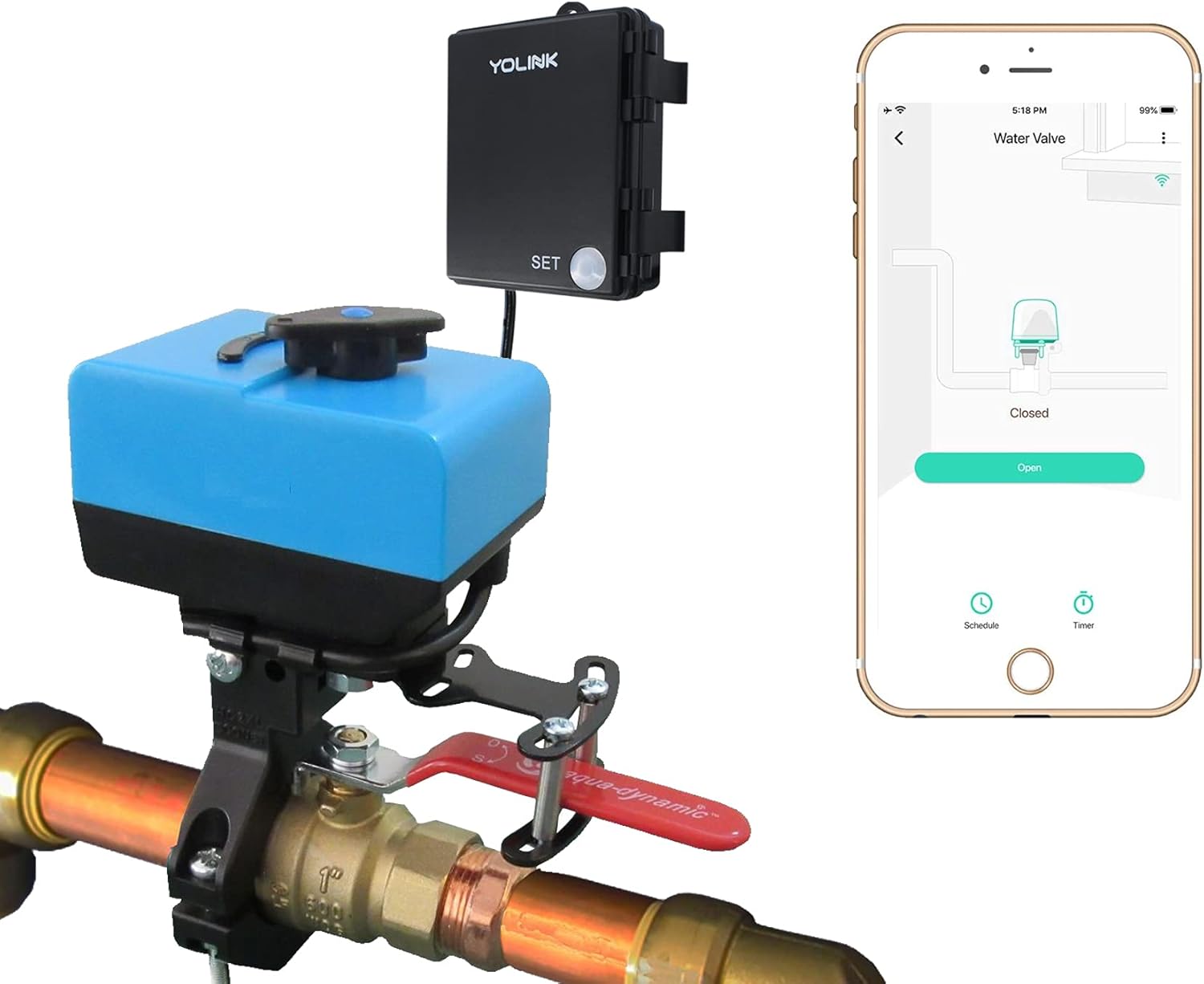 YoLink Smart Wireless Water Valve Controller, with Bulldog Valve Robot, Easy DIY Installation, LoRa 1/4 Mile Long-Range, Alexa/Google Assistant, IFTTT - YoLink Hub Required