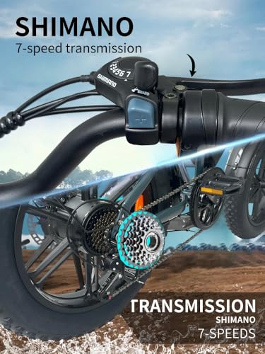 Electric Bike for Adult,1500W Peak Brushless Motor 30 MPH Fat Tire E Bike with 624-2880Wh Removable Battery 20" Electric Dirt Bike with Dual Suspension and 7-Speed