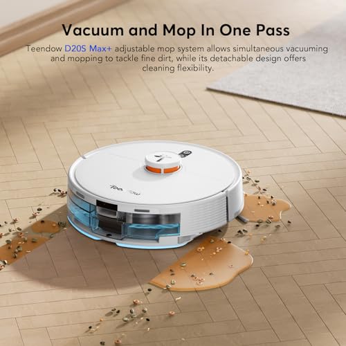 D20S Max+ Robot Vacuum and Mop, 6000Pa Suction for Pet Hair, with Self-Emptying Dock and Pet Grooming Parts, 10 Weeks Hands-Free Cleaning, PreciSense LiDAR Navigation, App & Voice Control