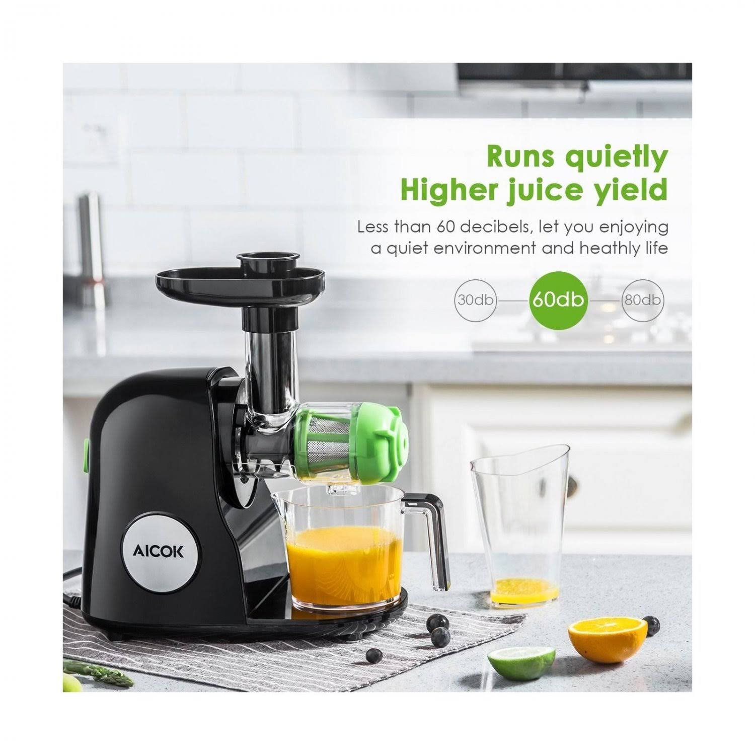 Aicok Slow Masticating Juicer Extractor, Cold Press Juicer, Quiet